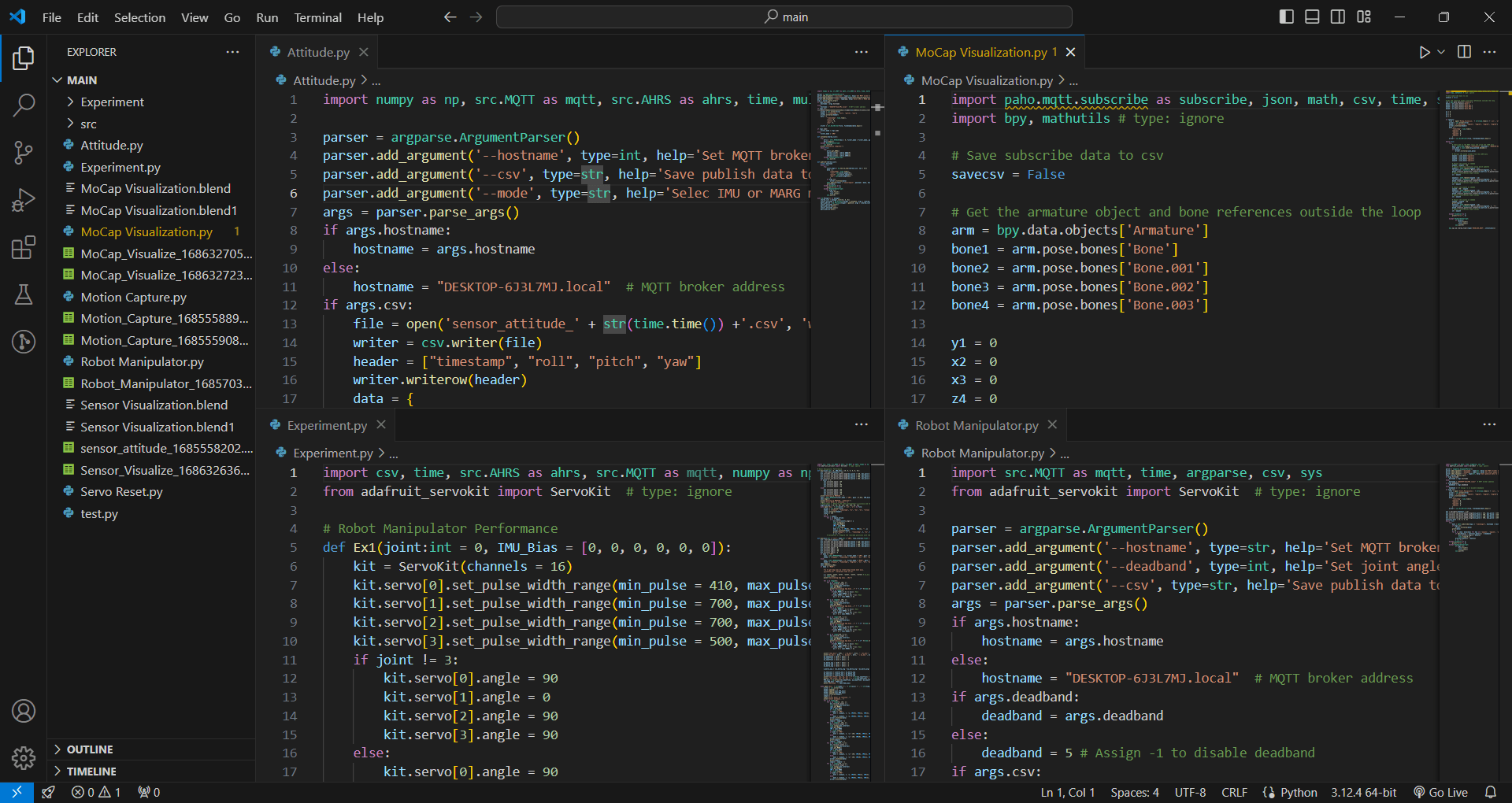 Robot control by using Motion Capture and MQTT IoT Protocol